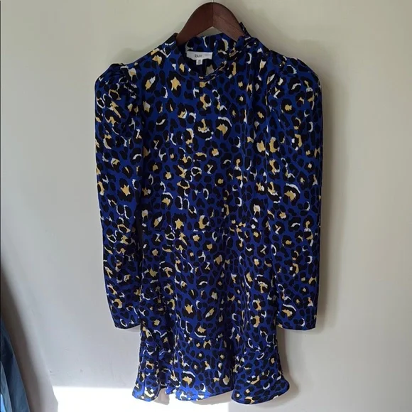 blue leopard print mini dress EVANNA MINI DRESS main image 1